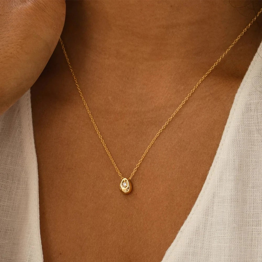 Water Drop Pendant Necklace – Minimalist Stainless Steel