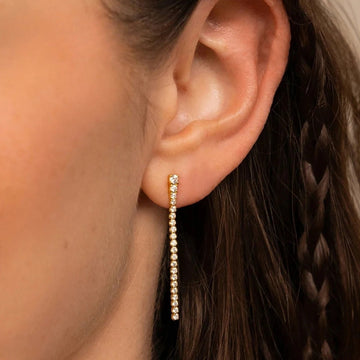 Stainless Steel Gold-Plated Shiny Zirconia Hoop Earrings