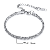 Unisex Stainless Steel Rope Chain Bracelet – Sleek