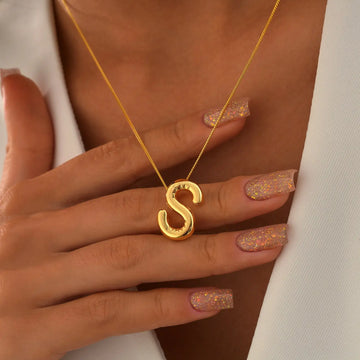 Chunky Initial Letter Necklaces – Personalized Elegance