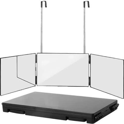 Portable 360° Tri-Fold Mirror with Adjustable Height