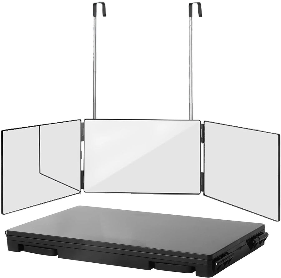 Portable 360° Tri-Fold Mirror with Adjustable Height