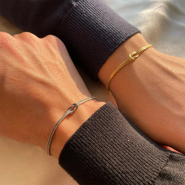 Timeless Knot Stainless Steel Bracelet - Gold Color, Adjustable Design